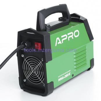 Зварювальний апарат інверторний APRO MMA-260 K, ел.4мм, + набір кабелів, кейс (894502)