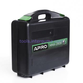 Зварювальний апарат інверторний APRO MMA-280 K, ел.5мм, + набір кабелів, кейс (894512)